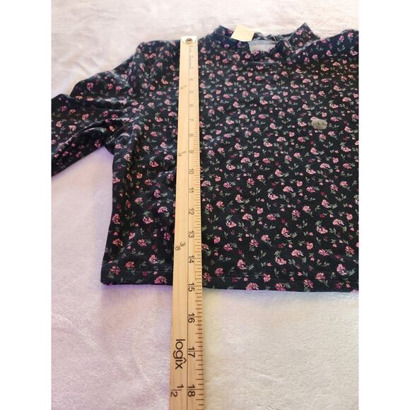 Aeropostale Seriously Soft Black Ditsy Floral Mock Neck Crop Top Size Large NWT - Picture 4 of 7